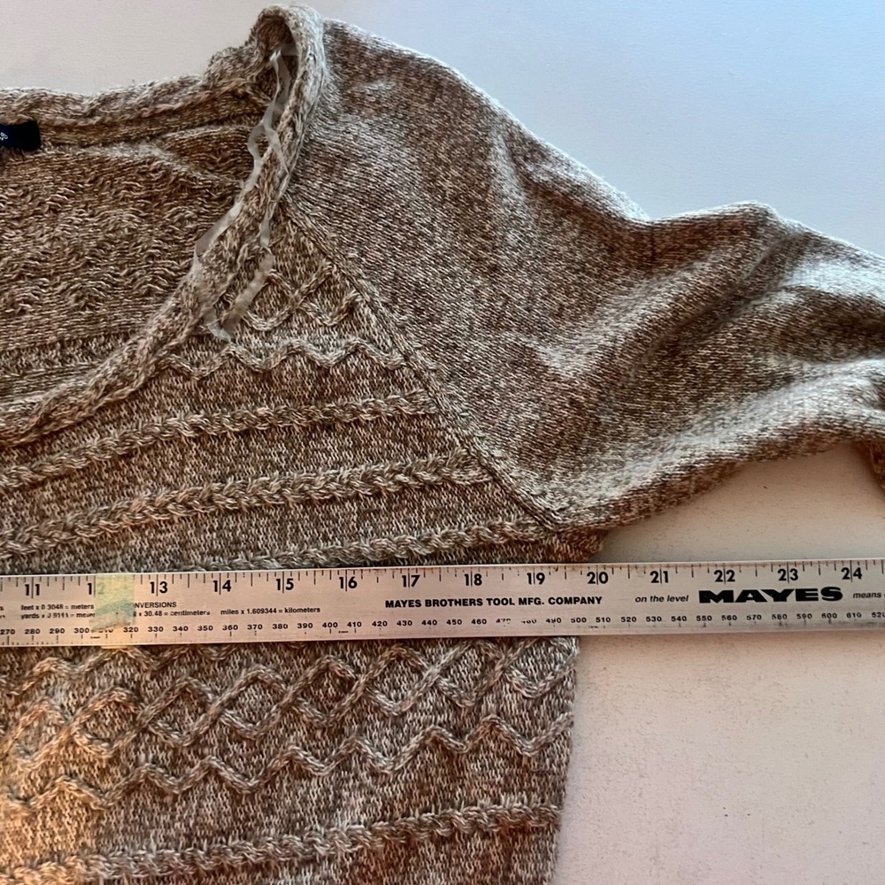 Chadwicks of Boston Marled Tan Cable Knit Lambswool 3/4 Sleeve Sweater Dress XL - Picture 7 of 10